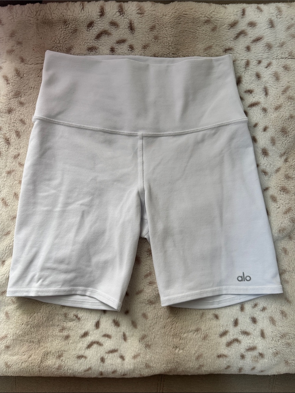 ALO Yoga White High-Rise Bike Shorts